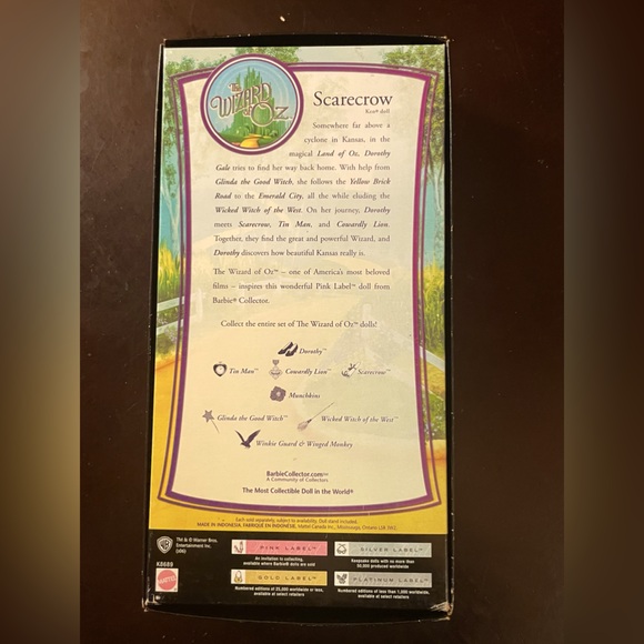 The Wizard Of Oz Scarecrow Doll Pink Label Collector. 2006 Barbie - Picture 9 of 14